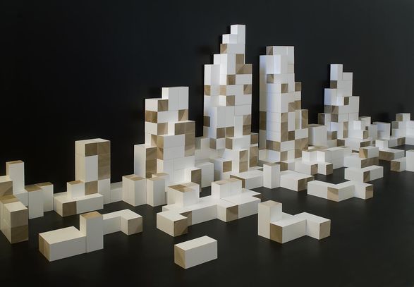 Institute of Play (detail), tulip wood, cellulose paint, 2 x 2 x 1m, 2010-11