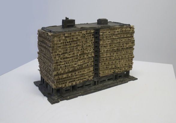 Settlement #1, 2014, 47 x 28,5cm, height 37cm, bronze and honeycomb-cardboard. Courtesy Upstream Gallery