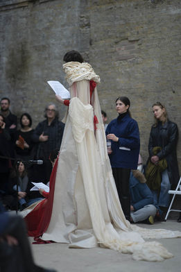 How deep is your love (2019-20). Performance wearing sculptures (Scrofula II and Dress for a Blemmye). Performed at As If (Goldsmiths CCA). Images courtesy Rosie Taylor 