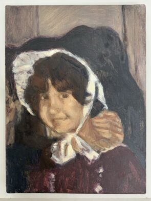 My Welsh hat, oil on canvas, 2023, Athena Jones