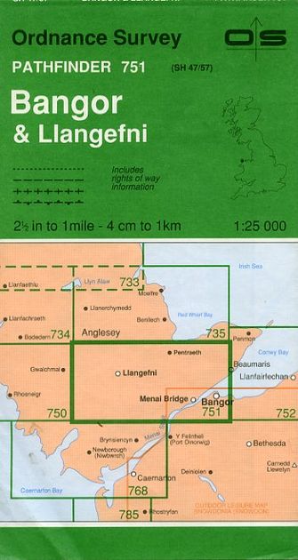 Ordnance Survey Bangor & Llangefni Pathfinder-large